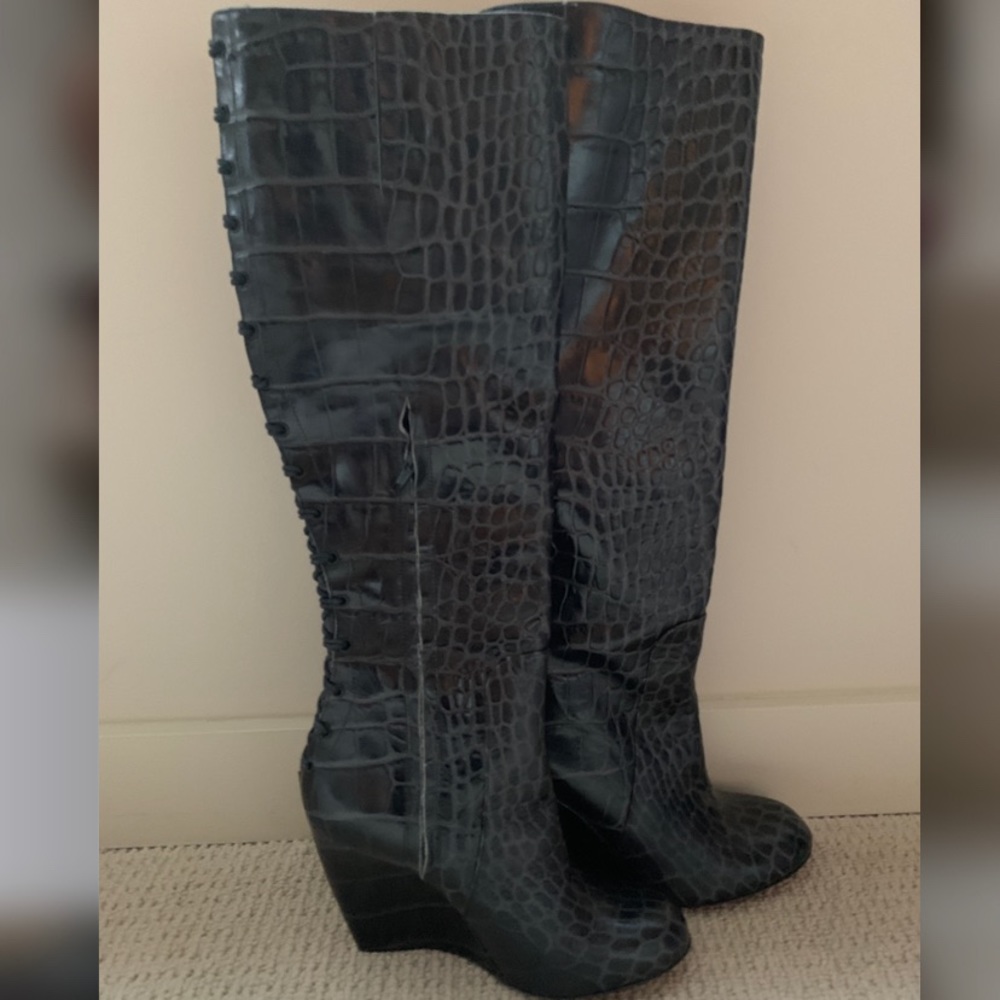 NEW Jerome C Rousseau knee high wedge boots